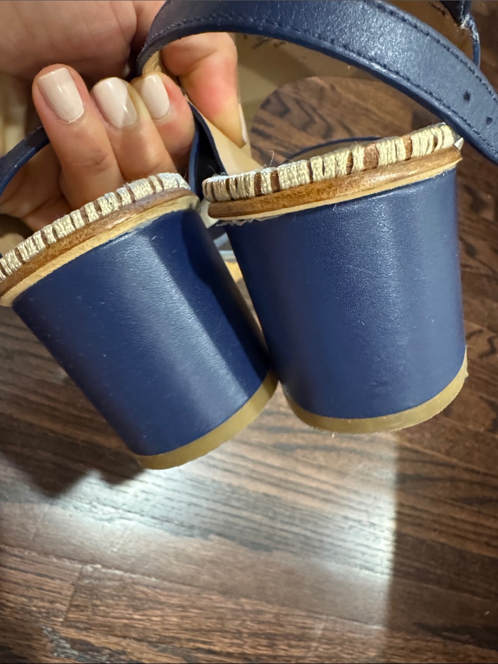 Tory Burch Navy, White & Multicolor Floral Leather Sandals - Picture 6 of 6